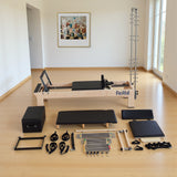 Wooden Pilates Reformer With Tower - Black