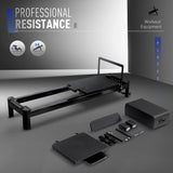 Black Pilates Reformer and Accessories