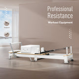 White Pilates Reformer Machine - Professional Resistance Workout Equipment