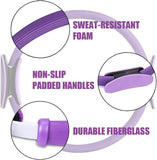 Pilates Ring with sweat-resistant foam, non-slip handles and durable fiberglass