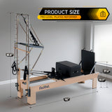Wooden Pilates Reformer With Tower - Black