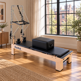 Wooden Pilates Reformer With Tower - Black
