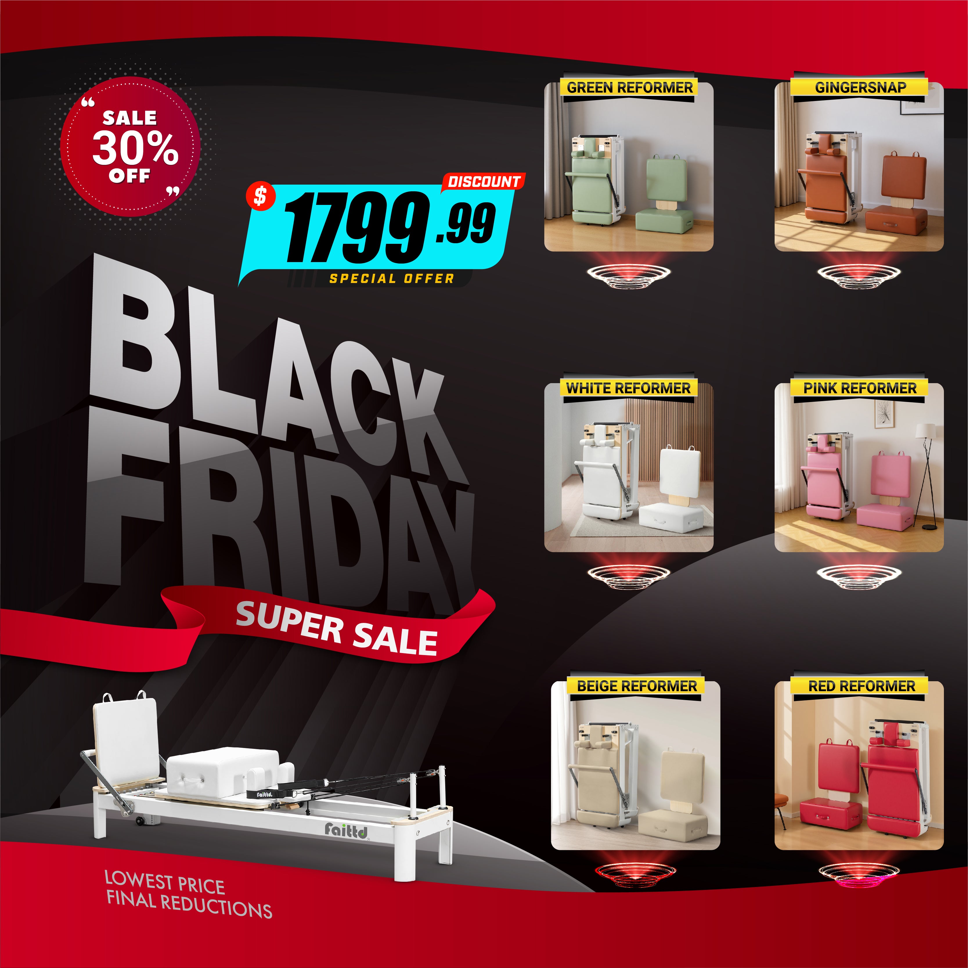 Aluminum Pilates Reformer - White