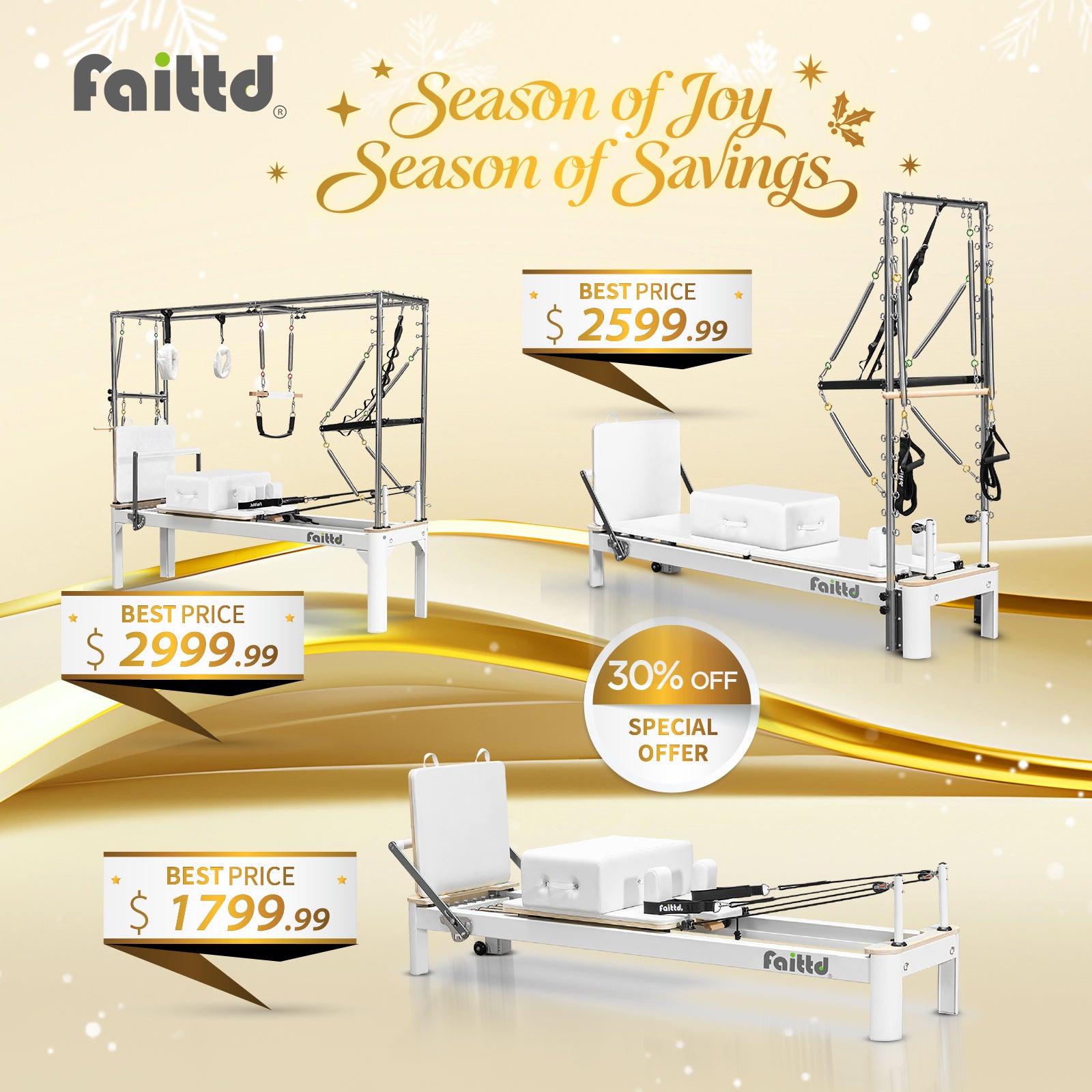 Aluminum Pilates Reformer With Tower - White