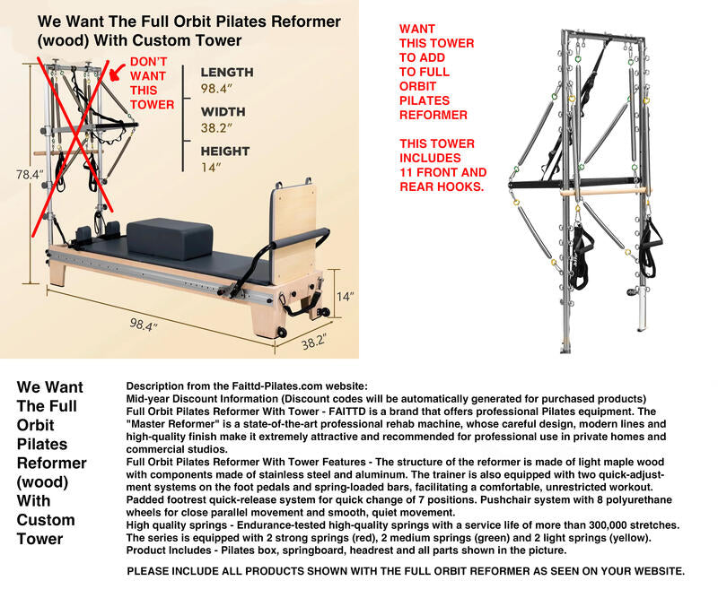 Custom FullOrbit Pilates Reformer with Tower