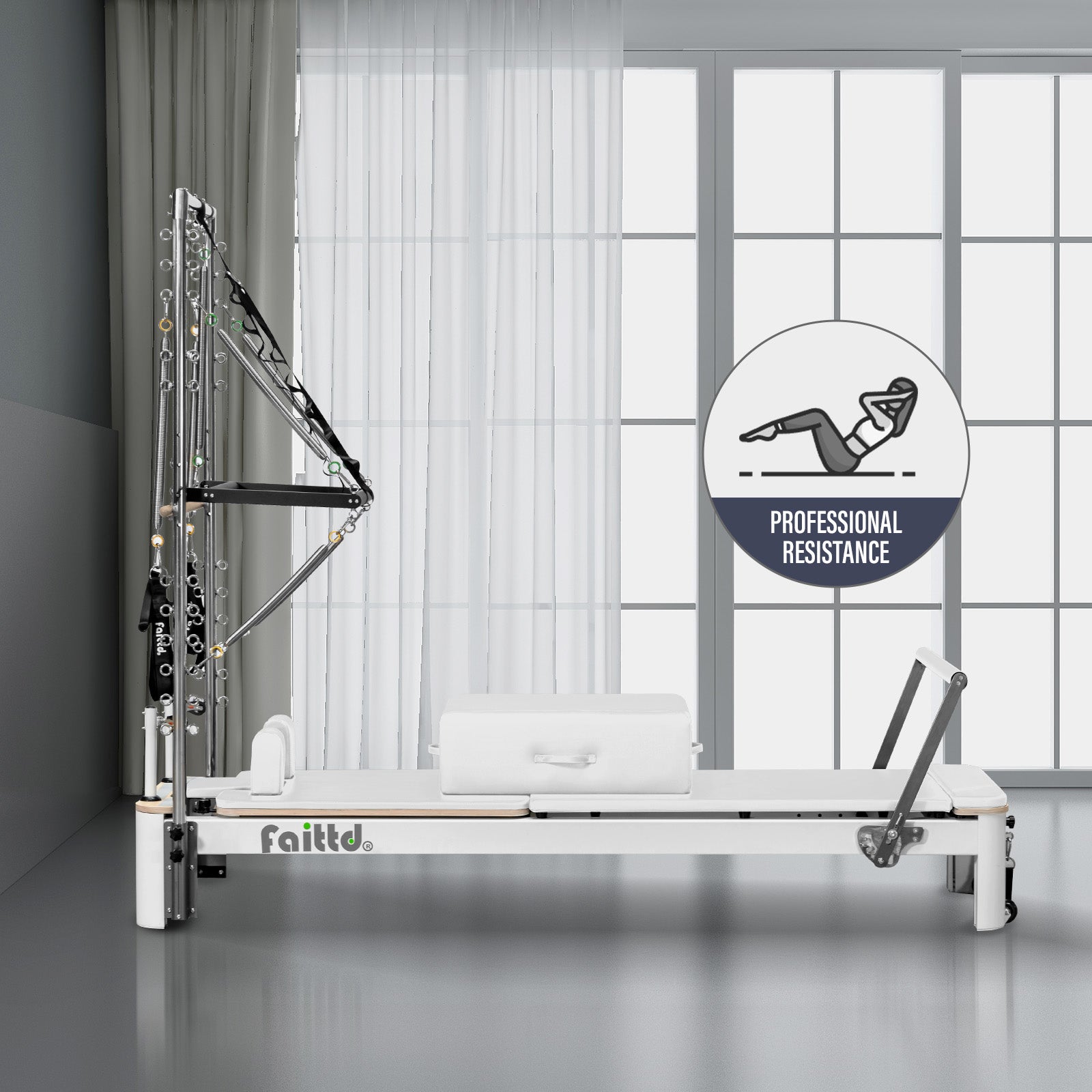 Aluminum Pilates Reformer With Tower - White