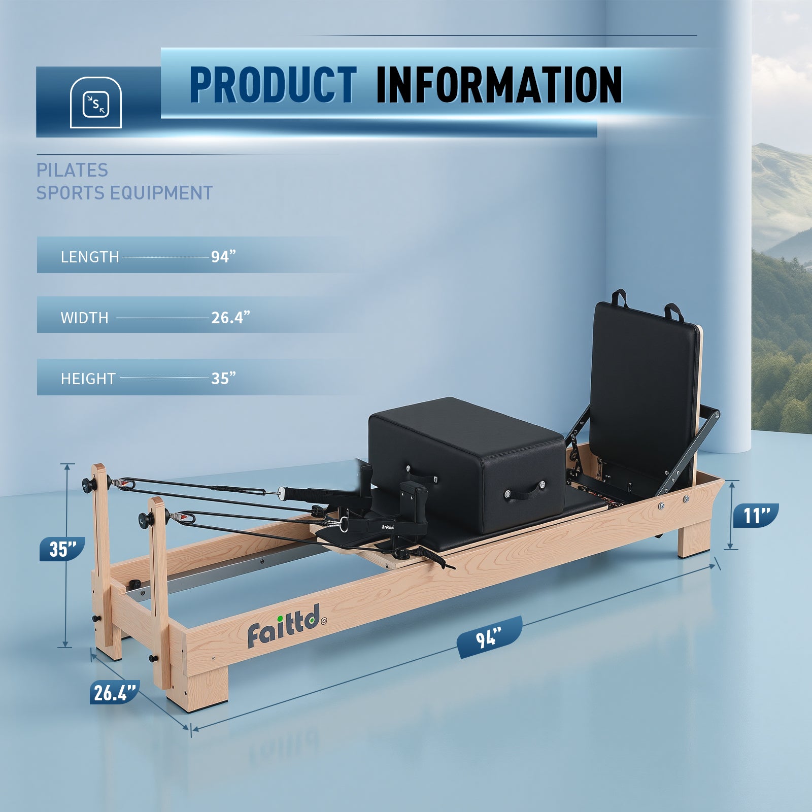 Wooden Pilates Reformer - black